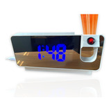 Relógio Digital Led Espelhado Projetor Temperatura Alarme Cor Led Azul