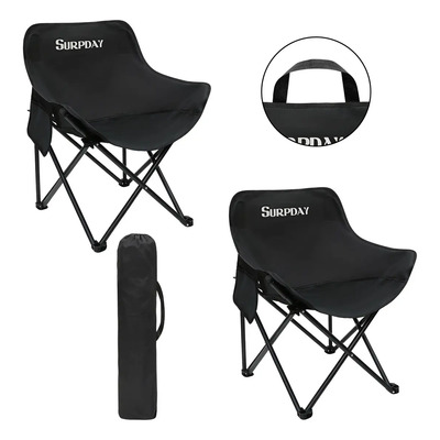 Set 2 sillas playeras De Playa Plegable Portátil SURPDAY Negro Para Exteriore Camping Pesca Material Metal Con bolsa y asa | Envío gratis
