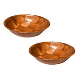 Set X 2 Ensaladera Frutera Redonda Madera Laminada 25cm