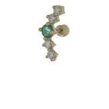 Topo Oro Amarillo Piercing Esmeralda Diamante To824esm-4dt