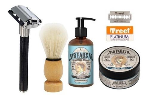 Afeitadora + Crema Barbear + After Shave + Brocha Sir Fausto