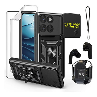 Funda Para Motorola Moto Edge 60 Fusion Anillo Soport Con Uso Rudo Con Tapa Deslizante Para La Cámara+3 Mica+auriculares | MercadoLibre