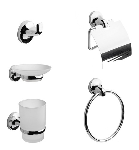 Set De Baño Kit 5 Piezas Accesorios Completo Cromado Kübel