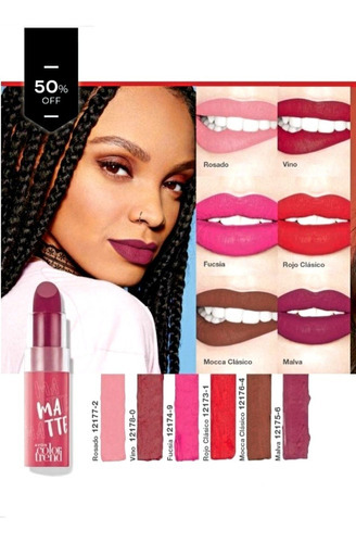 Avon Labial Mate Color Trend Fps 15 Color Rojo Clásico