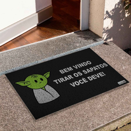 Tapete Para Porta Capacho Star Wars Bem Vindo Yoda Cd2058