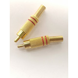 Rca Conector Juego 2 Macho Metálico Plug Dorado