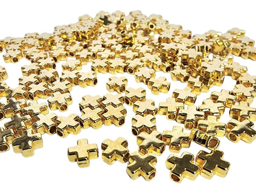 Separador Cruz 1cm Chapa De Oro 18k 25 Piezas Bisutería