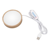 Base Redonda De Madera Iluminada, Alimentada Por Usb, Temper