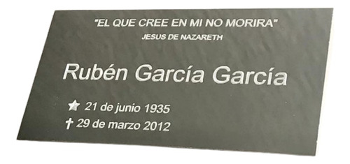 Placa Metálica Grabada Urna Funeraria 5x10 Cm Plateada