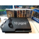 Ps3 Slin Travado Com 10 Jogos 