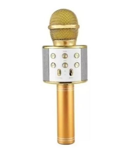 Microfone Tomate Bluetooth Para Criança Alto Falante Dourado
