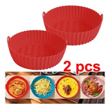 Gift 2pçs Forma Silicone Redondo Fritadeira 8.5in Air Fry