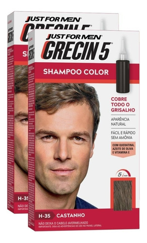 Kit 2 Tonalizantes Grecin 5 Shampoo Color 60 Ml Castanho
