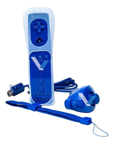 Wii Remote Motion Plus Interno + Nunchuck Azul + Funda