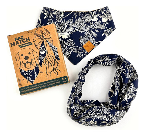 Mikhan Match Dúo Bandana Perro + Diadema Humano Tropical Xl