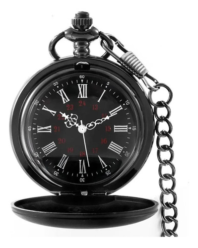 Reloj De Bolsillo Clásico Números Romanos Negro Mate