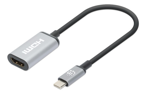 Convertidor De Usb-c A Hdmi 4k Manhattan 153706, Plata 0.15m