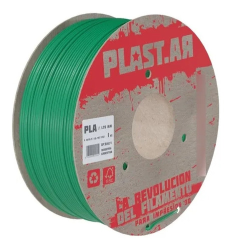 Filamento Impresora 3d Plastar Pla 1,75 Verde 1 Kg Vitofeli