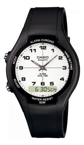 Reloj Casio Dama Aw90 Digital Manecillas Cara Blanca Color De La Correa Negro