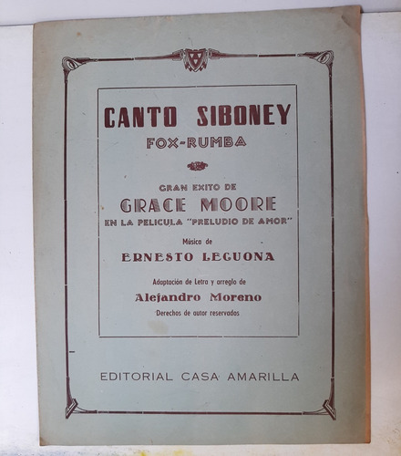 Partitura Antigua Siboney