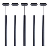 10x Lustre Pendente Teto Tubeto Tubular Alumínio 50 Cm Cor Preto