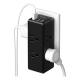 Multicontacto Hogar Oficina 6 Salidas 2 Usb 1 Tipo C Negro