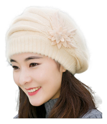 Gorro De Ganchillo Tejido Con Flores Para Mujer, Moderno, Cá