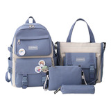 Set 4 Mochila Escolar Estudiante Laptop Bolsa Tote Lapicera