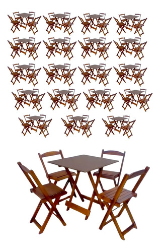 Kit 20  Conjuntos  Mesas Com Cadeiras Dobráveis Para Bares