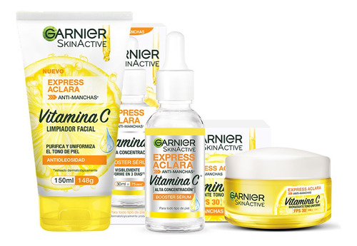 Kit Garnier Express Aclara: Serum, Crema Y Gel Vitamina C