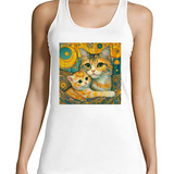 Musculosa Mujer Gatos Klimt Arte Mother  Mama