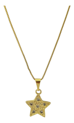 Collar Estrella Circón Veneciana Enchapado Oro 18k