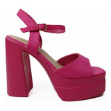 Tacón Caña Alta Fucsia Tela Para Fiestas - Dancy Shoes