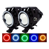 Kit Foco Led Ojo Ángel Moto Parrilla Auto Neblinero Luz Azul