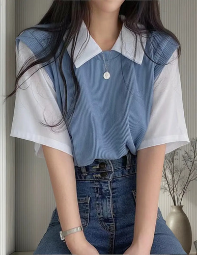 Blusas De Mujer Elegantes Top Moda Casual Manga Corta Dama
