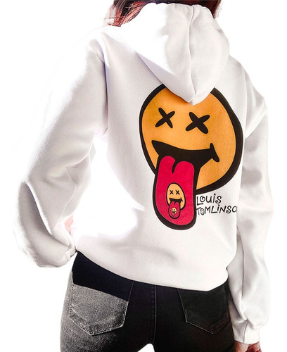 Buzo Hoddie Smiley White Louis Kevdylan Estampado Digital