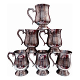 Exc Juego D 6 Tankard Chopp Antiguos Bañados En Plata