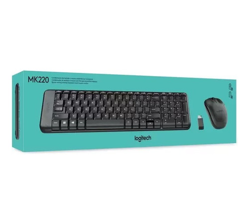 Kit Teclado Mouse Sem Fio Logitech Mk220 Preto