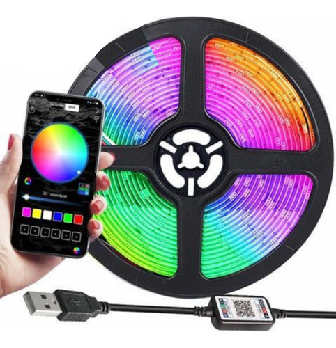 Cinta De Luz Led Rgb 5metros App Bluetooth Modo Musica Usb