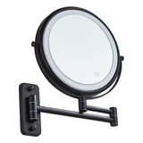 Gecious Black Makeup Mirror With Led Light, 8 Inch Double S.