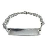 Pulsera Chapa Para Grabar Ancha Plata 900 20,5 Cm 