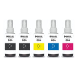 Kit 5 Refil Tinta Para Uso Epson 664 L455 L495 L380 Bk C Y M