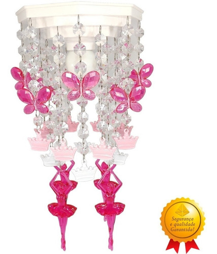 Lustre Luminária Bailarinas Decorar Quarto Infantil Menina Cor Rosa 110v/220v (bivolt)