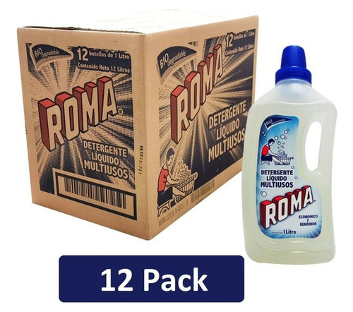 Roma Detergente Líquido / Caja Con 12 Botellas De 1 Litro