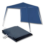 Tenda Gazebo Praia 3x3 M Sanfonada Com 1 Parede Lateral Azul