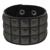 Pulsera Estoperoles Cuadrados Grande Punk Rock Metalero Dark