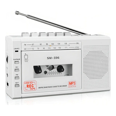 Reproductor De Casete Portátil, Convertidor Digital De Casete A Mp3 A Través De Usb O Tarjeta Micro Sd, Alimentado Por Ca O 4 Pilas Aa, Cinta De Radio Am Fm Walkman, Altavoz Integrado Y Micrófono