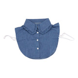 Nihay Desmontable Denim/raya Cuello Falso Mujeres Solapa