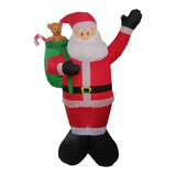 Santa Claus Inflable Luz Led Con Bolsa Oso Caramelo 1.82m