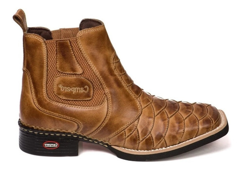 Bota Botina Escama 100% De Couro Cano Curto Country